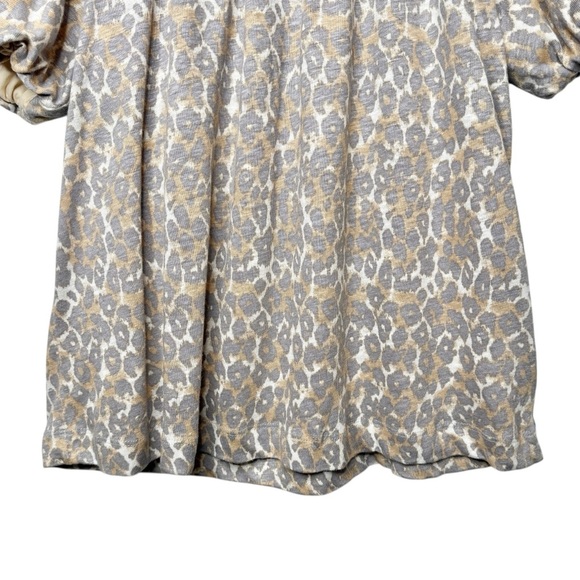 Anthropologie Maeve Linen Leopard Puff Short Sleeve Women’s Top Sz s - Picture 6 of 11